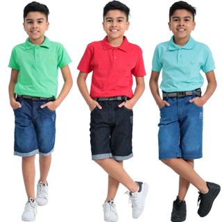 Quite bermuda jeans infantil juvenil regulador interno e bolso em Oferta na Shopee