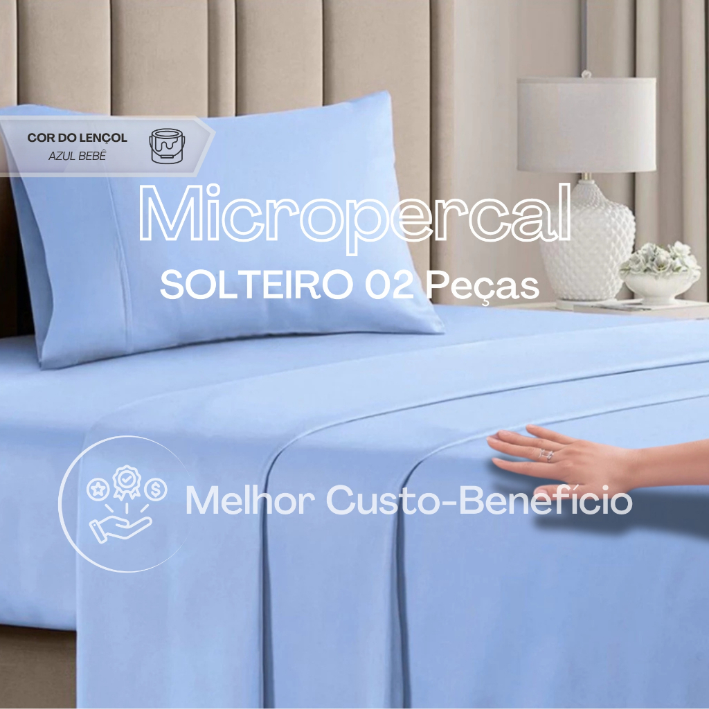 Jogo de Lençol Berço Solteiro Casal Queen ou King 400 Fios Micropercal Extra Macio Vários Tamanhos