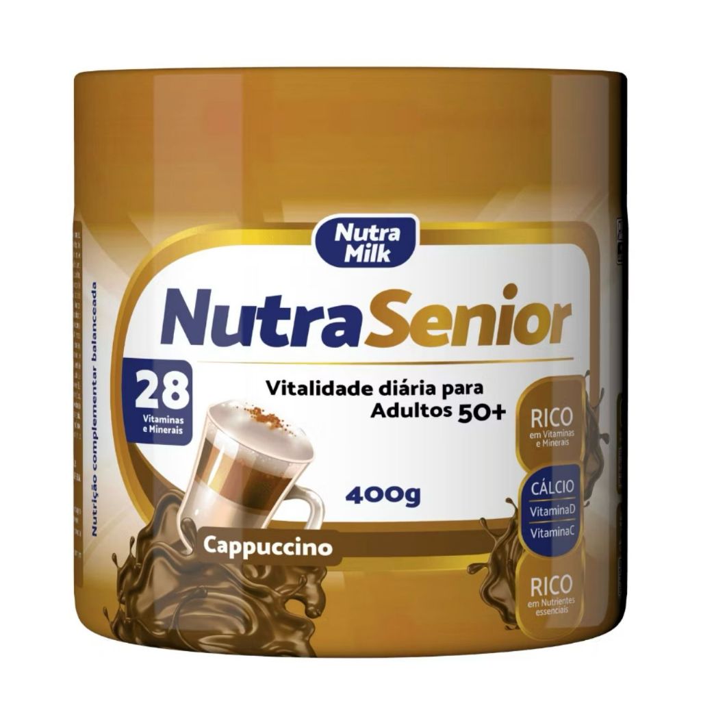 Nutra Senior Sabor Cappuccino Adulto 50+ Complemento Alimentar 400g - 28 Vitaminas e Minerais