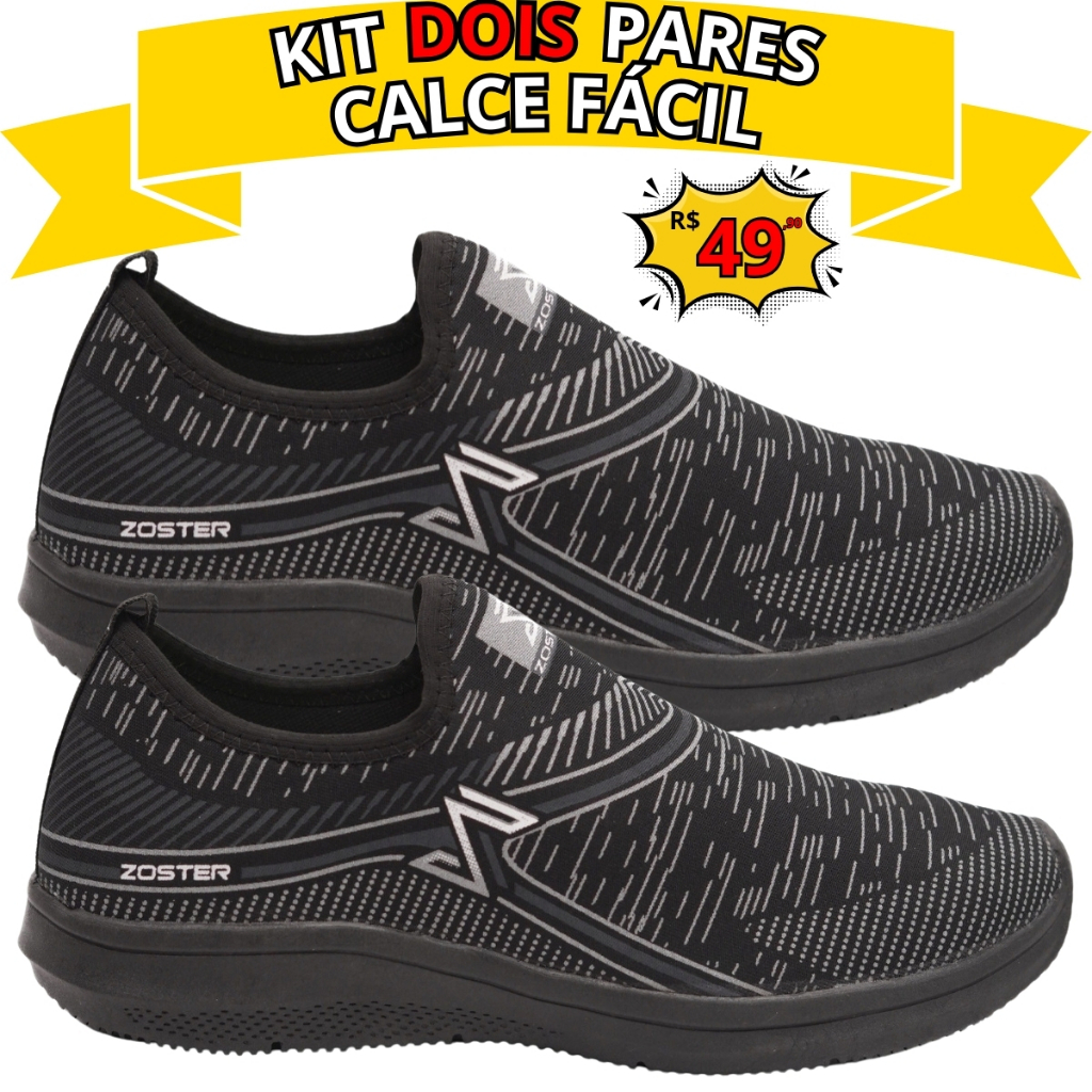 Kit 2 Pares Tênis Meia Masculino – Respirável, Sem Cadarço e Estiloso | Pronta Entrega em Oferta na Shopee