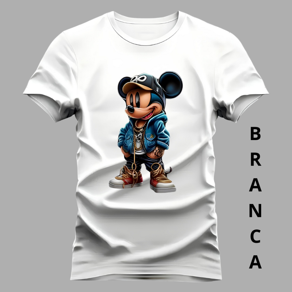 Camiseta Unissex Mickey Mouse Estiloso Camisa De Envio Imediato Blusa 100% Algodão em Oferta na Shopee