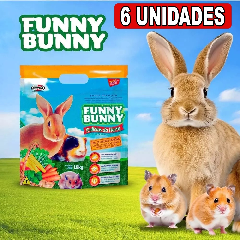 6 Funny Bunny 1,8Kg Delícias da Horta Ração para Coelhos, Hamster e Roedores. em Oferta na Shopee