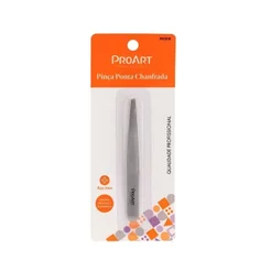 PINÇA DE SOBRANCELHA AÇO INOX PONTA CHANFRADA PRATA - PROART