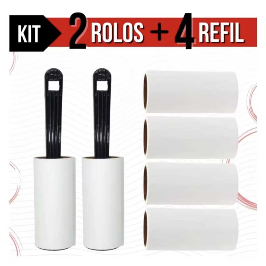 Kit Com 2  Rolo Rolinho Tira Pelos Plumas  de Roupa e Sofá + 4 Refis Adesivo 90 folhas descartáveis Pratico Eficiente em Oferta na Shopee