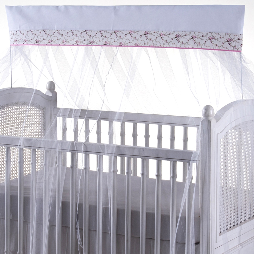 mosquiteiro p /berço avulso americano / nacional com bando tulê lindos