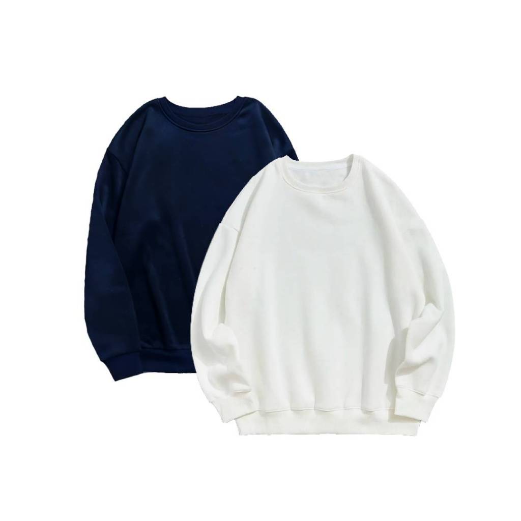 Kit Moletom Unissex Oversize com Gola Redonda - Conforto e Estilo em Algodão, Sem Estampa em Oferta na Shopee