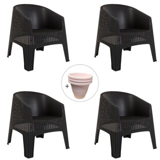 Kit 4 Poltronas Fibra Sintética Rattan Ibiza + Brinde em Oferta na Shopee