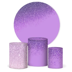 Capa de Cilindro e Painel Glitter Lilás Decoração Festa Aniversário Sublimado Em Tecido