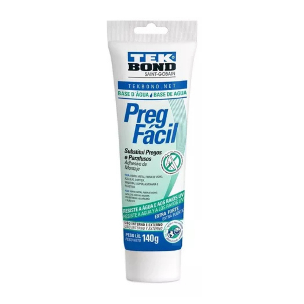 Tek Bond Cola Multiuso Preg Fácil Base D'agua 140gr para vidro metal fibra de vidro azulejo madeira plastico