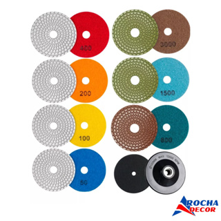 Kit 7x Lixa Diamantada Lixar Polir Mármore Granito Porcelanato + Suporte em Oferta na Shopee