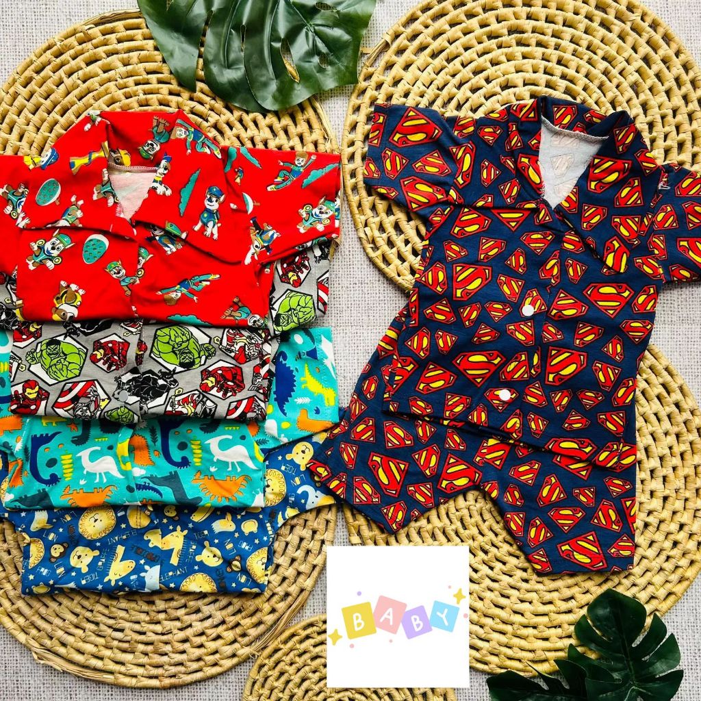 Conjunto Baby Mauricinho Algodão Camisa e short Patrulha Canina e Super Heróis Bebê Infantil de 3 até 6 meses