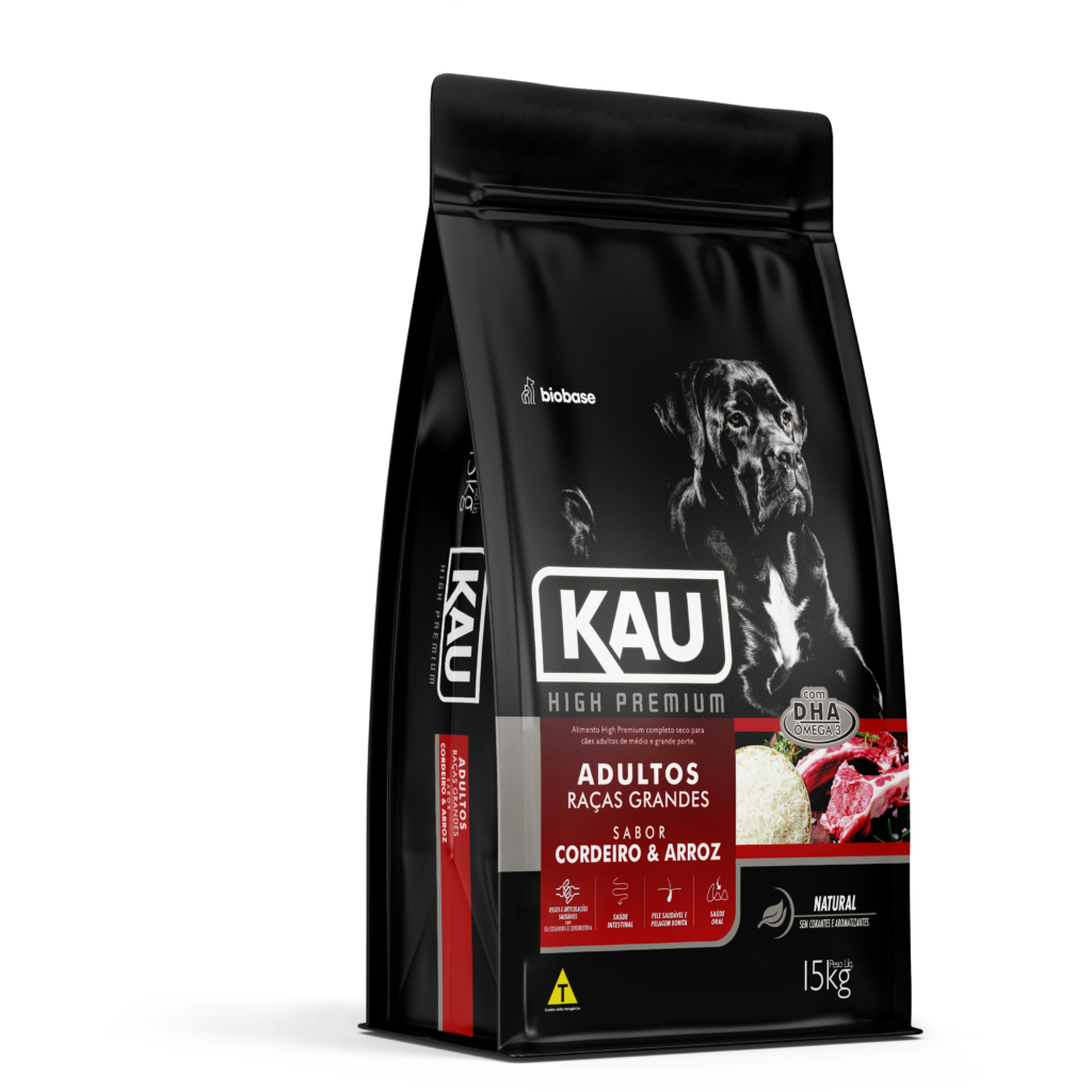 RACAO CAES ADULTO KAU RACAS MEDIAS E GRANDES HIGH PREMIUM CORDEIRO E ARROZ 24% PROTEINAS 15KG