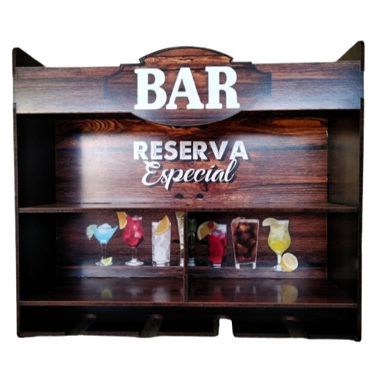 Mini Barzinho de Parede Suspenso Decorativo Suporte para Taças e Garrafas Bar Decoração área Gourmet