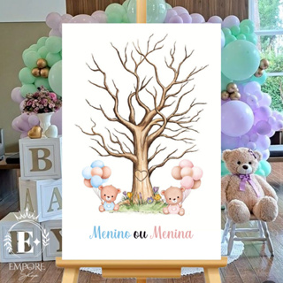 Quadro Chá Revelação Menino ou Menina Decoração Rosa ou Azul em Oferta na Shopee