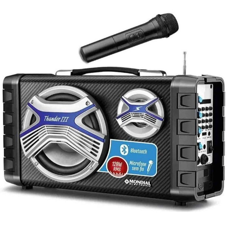 Caixa de Som Portátil Connect Thunder III Mondial Karaokê MCO-13 Preto