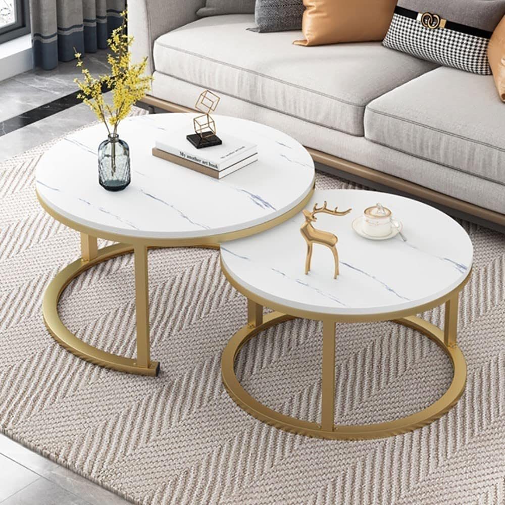 Mesa de centro moderna para sala de estar Conjunto de mesa de centro aninhada com 2 mesas ...