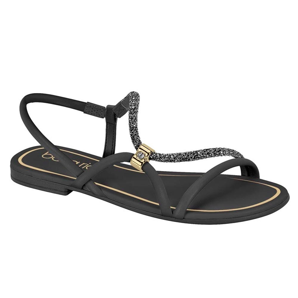 Sandália Rasteirinha Feminina Beira Rio Conforto Original Uso Diario Casual Passeio Detalhe Strass