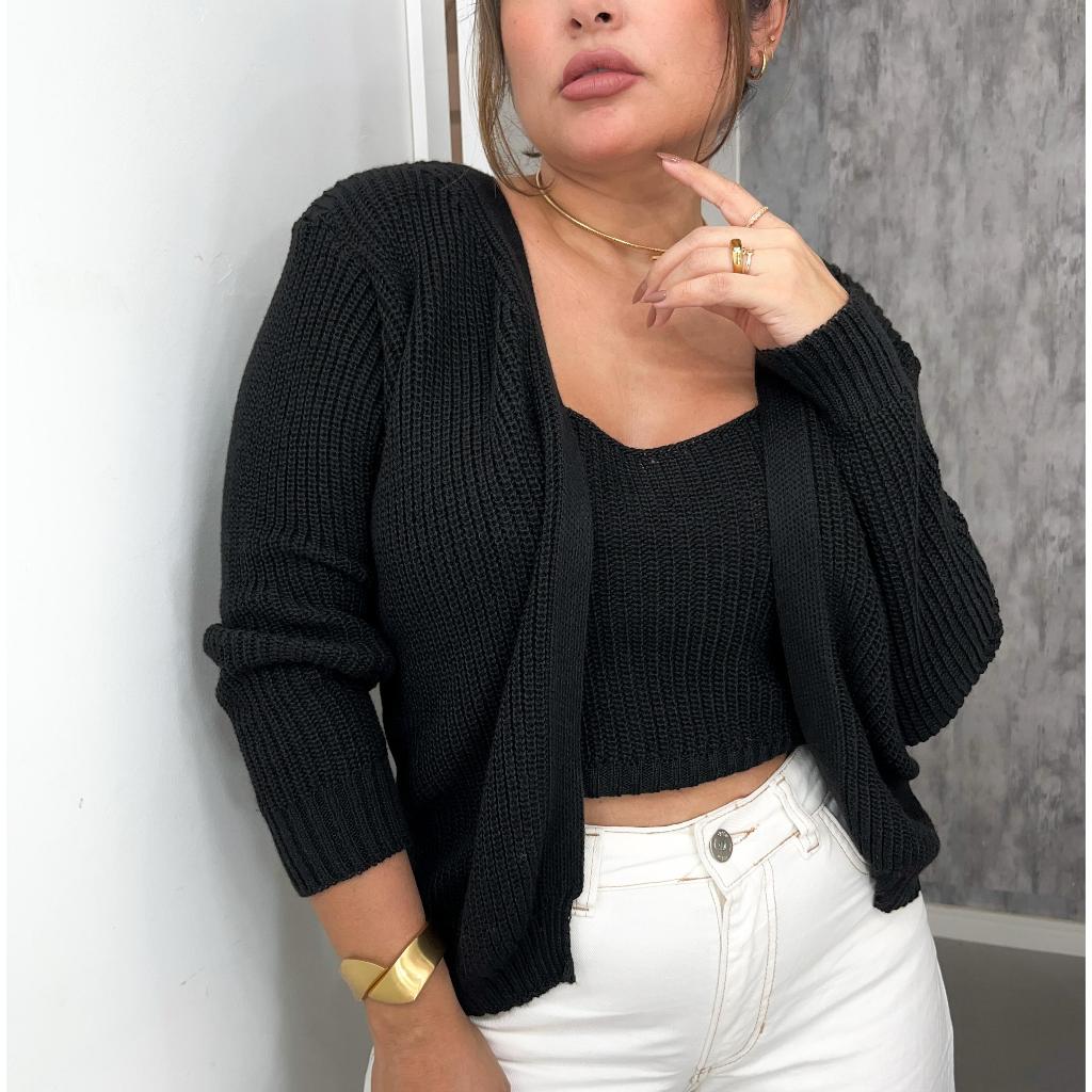 casaco feminino tricot Inverno CASACO E CROPPED Blusa de Frio estiloso elegante roupas de inverno chi em Oferta na Shopee