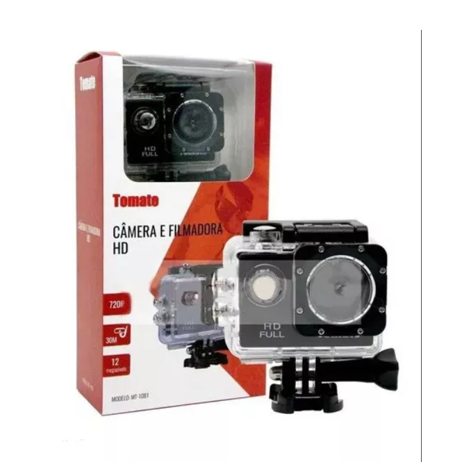Câmera Filmadora Esportiva Tomate MT-1081 Full HD 720p Compacta com Acessórios