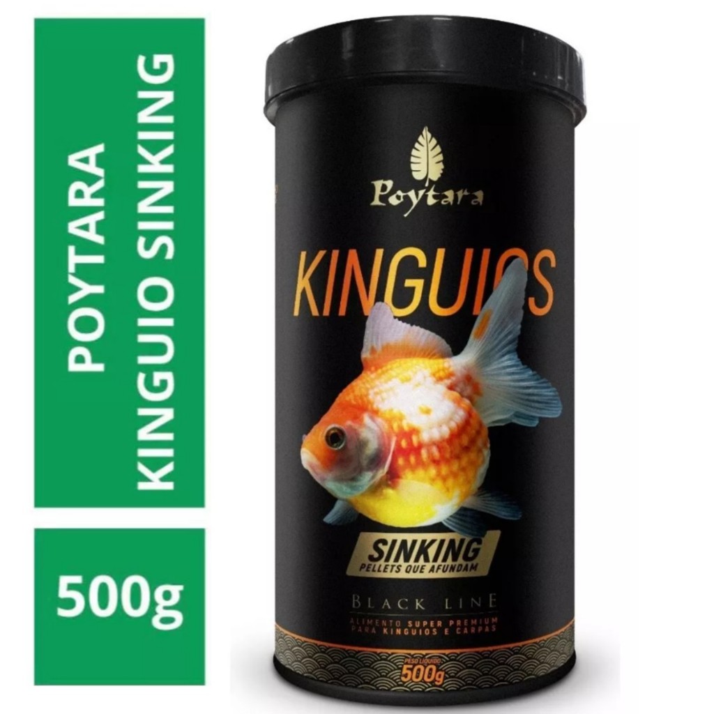 Ração Poytara Kinguio Sinking Black Line 500g - Para Peixes Kinguios