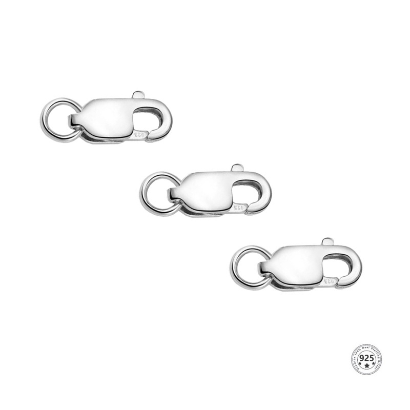 Fecho Mosquetão lagosta 13 mm em Prata pura 925 P/ Correntes E Pulseiras médias