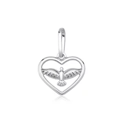 Pingente de Prata 925 Coração Vazado com Espirito Santo