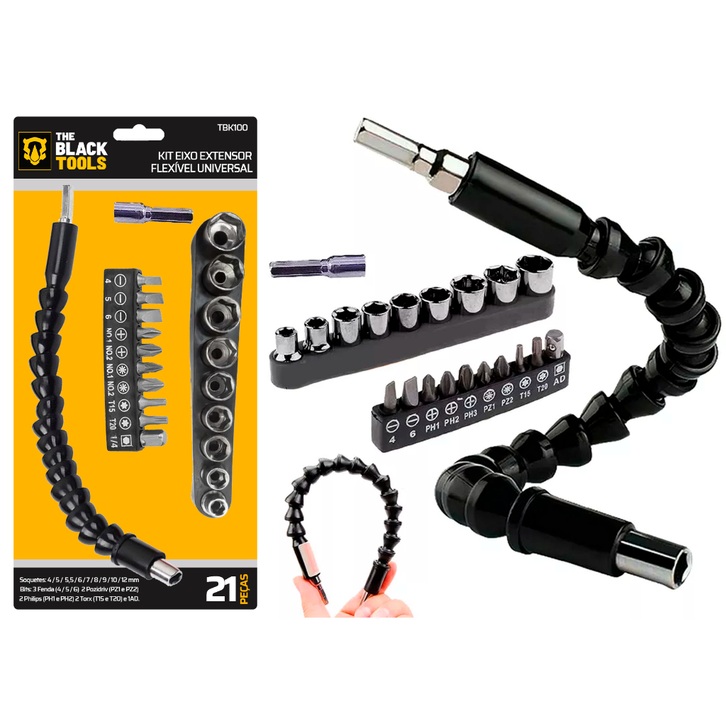 Extensor Haste Prolongador Flexivel Parafusadeira Bits 1/4 - Home & Living