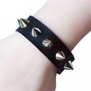 bracelete Pulseira Spike de rock Cone Tachas Punk roqueiro couro ecológico masculina feminina preto em Oferta na Shopee
