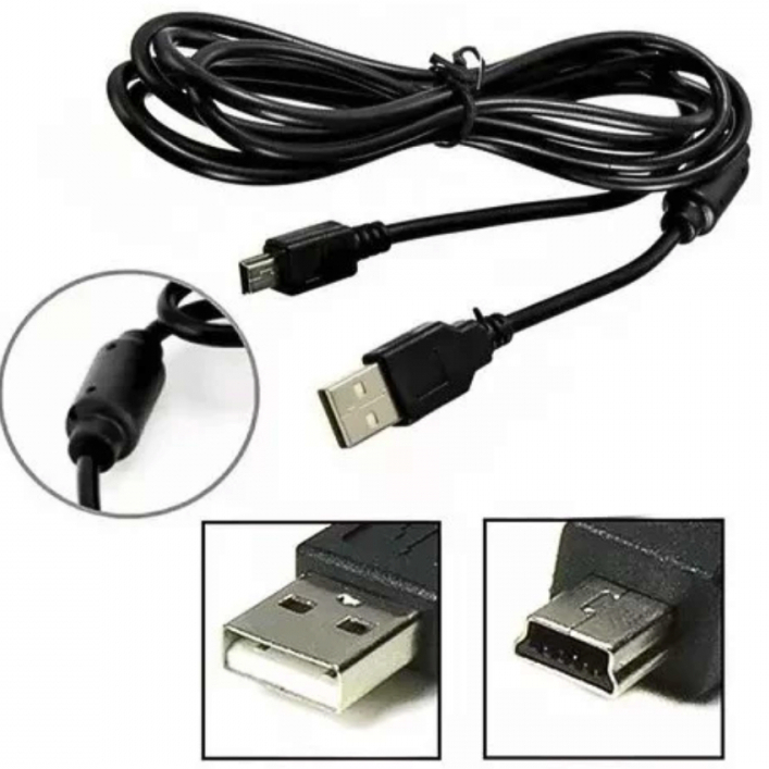Cabo Usb Mini B V3 P/ps3 C Filtro 1,5 Metros Gps Controle ps3
