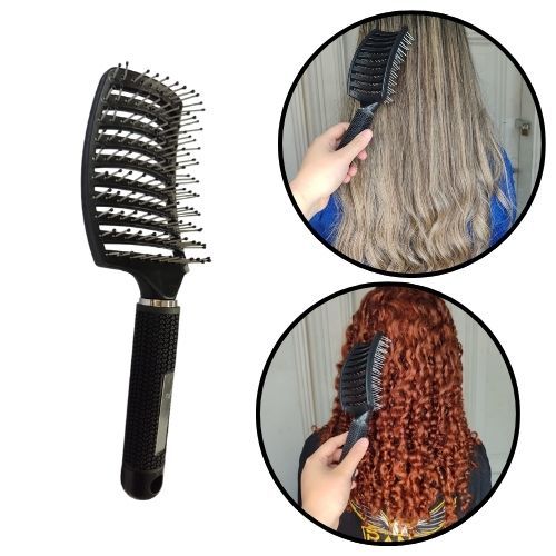 Kit 5 Escova Raquete Modeladora Vazada Com Cabo Siliconizado Profissional Preta cod 712