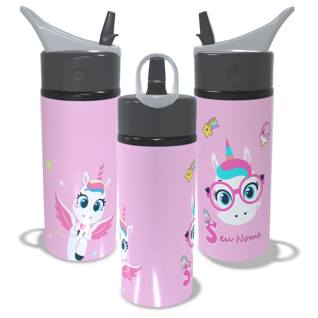 Garrafa Infantil De Alumínio Puket Personalizada COM NOME 600ml em Oferta na Shopee