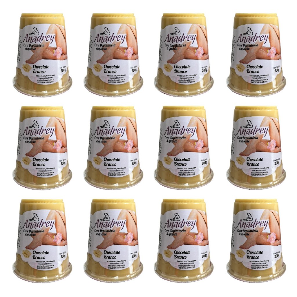 Kit c/ 12 Cera Anadrey Chocolate Branco 200g