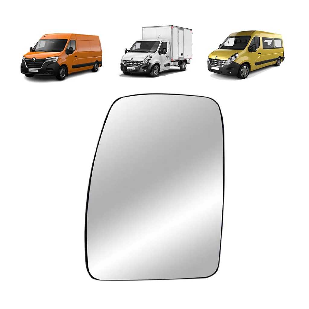 LENTE RETROVISOR RENAULT MASTER COM BASE  E DESEMBAÇADOR 2014 A 2023 ESQUERDO