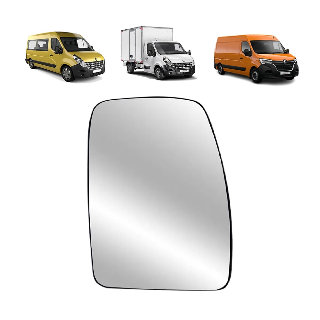LENTE RETROVISOR RENAULT MASTER COM BASE  E DESEMBAÇADOR 2014 A 2023 DIREITO