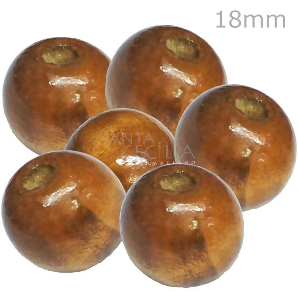 Bola de Madeira 18 mm - 10 unid. Conhaque em Oferta na Shopee