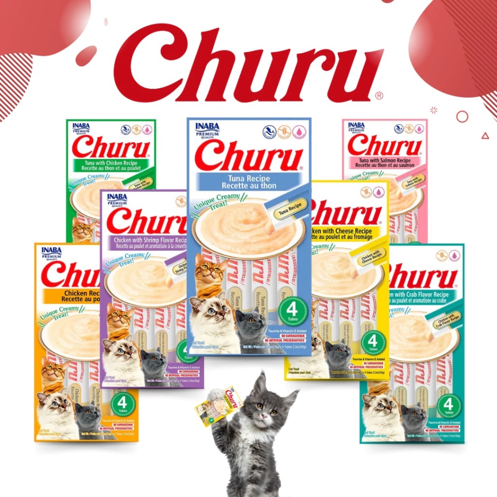 12 TUBOS CHURU PETISCO PARA GATOS  VARIOS SABORES - 3 PACOTES COM  4 TUBOS DE 14GR