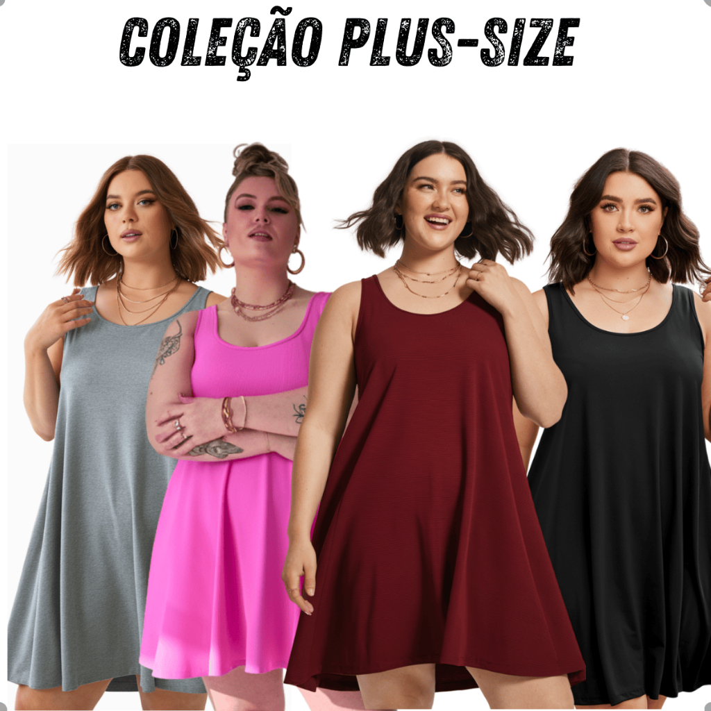 Kit Vestido Feminino Soltinho do P ao G3 Plus Size Regatinha Alcinha