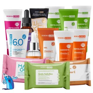 KIT SKIN CARE DERMACHEM GEL SÉRUM ESFOLIANTE LENÇO PROTETOR SABONETE