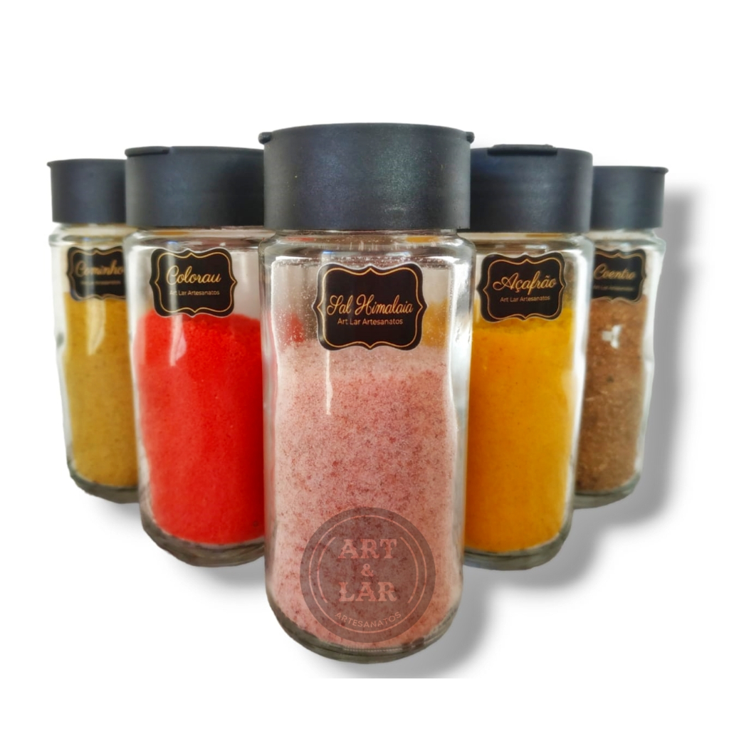 Kit 12 Potes de Vidro Tempero Condimento com Tampa Dosadora Batoque