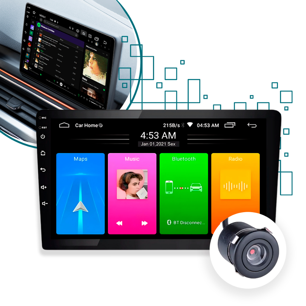 Central Multimidia 9pol 2gb 32gb Android E Câmera De Ré Android e Car Play sem fio UNIVERSAL