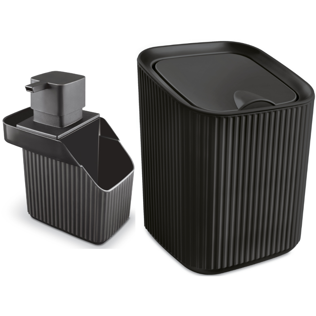 Kit Cozinha Porta Detergente e Lixeira 3L Conjunto Pia - Usual Utilidades