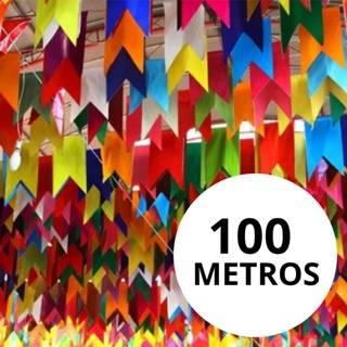 Kit 100 Bandeirinhas Festa Junina Plástico Decoração São João Bandeirola Colorida em Oferta na Shopee