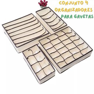 Conjunto 4Pçs De Organizadores Dobráveis Anti Poeira Para Roupas Para Seu Gavetas Ou Guarda Roupa em Oferta na Shopee