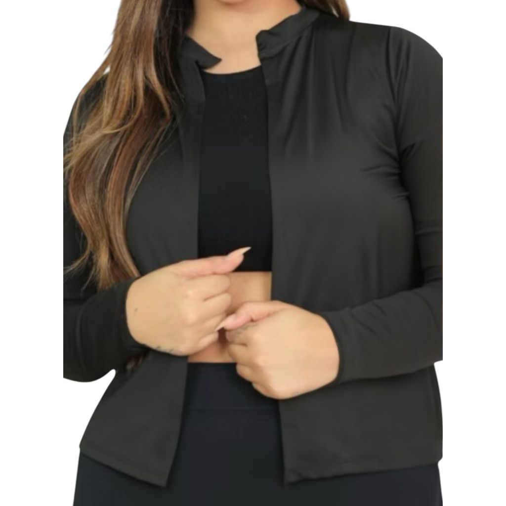 CASACO FEMININO PARA ACADEMIA EM MALHA TERMICA COM PROTEÇÃO UV