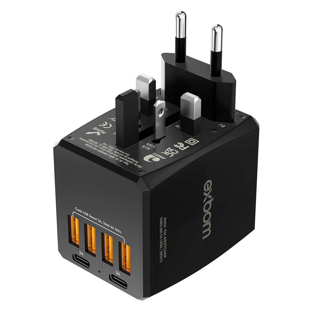 Carregador de viagem com Adaptador Universal Internacional Carga Rápida 30w/36w 150 Países saida USB/TIPOC