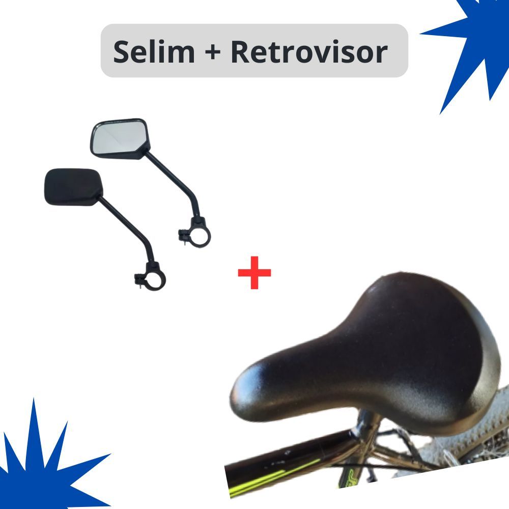 Banco Selim Tropical Ceci + Par Espelho Retrovisor Bicicleta Tropical Monark MTB Confortável