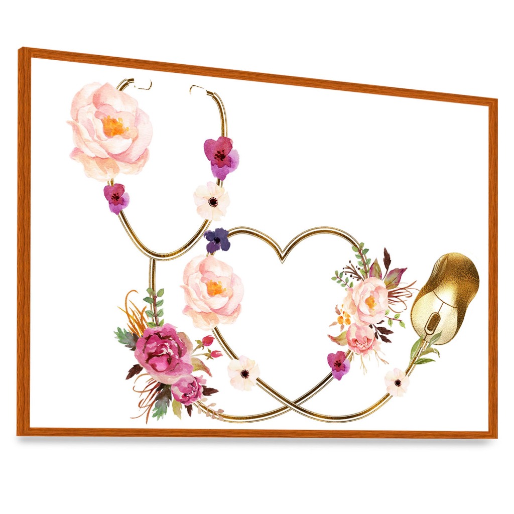 Quadro Decorativo Estetoscópio Cardiologia Medicina Consultório 43x33