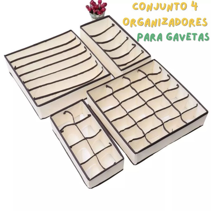 Conjunto 4Pçs Dobráveis De Organizadores Anti Poeira Para Roupas Para Seu Gavetas Ou Guard...