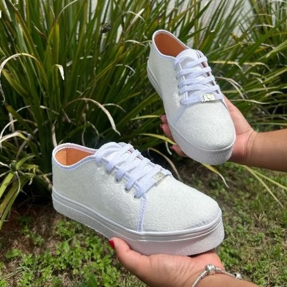 Tênis Sapatenis Escolar Feminino Branco Esportivo Casual Dia Dia Caminhada Confortável Enfermagem ENVIO24HS
