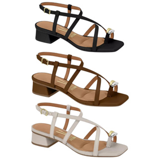 Sandália Feminina Vizzano Salto Baixo Quadrado  Confortavel em Oferta na Shopee